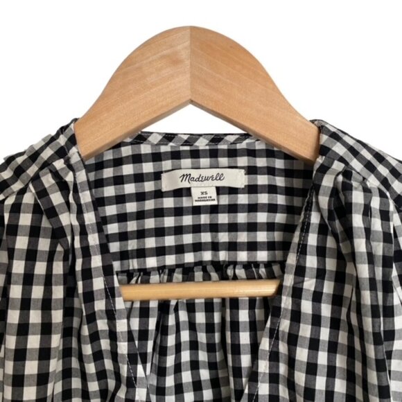 Madewell Gingham Check Short Sleeve Wrap Top XSmall - Picture 3 of 4